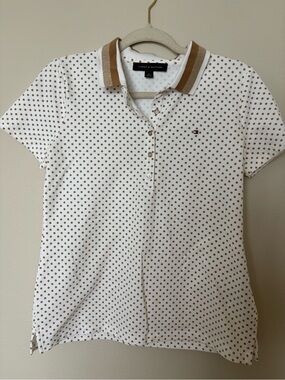 Tommy Hilfiger White Polo with Tan Polka Dots